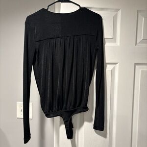 Free People Black Long Sleeve Bodysuit